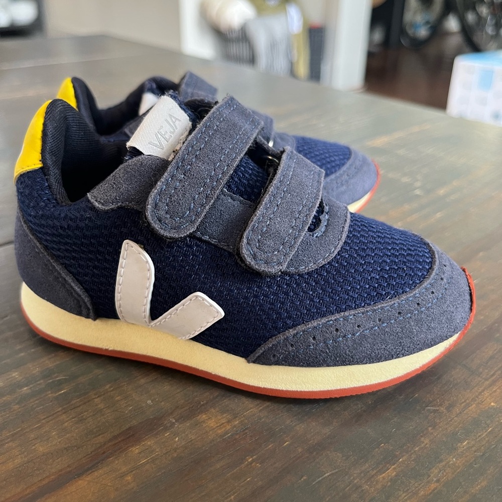 Veja Blue and Yellow Sneakers with Velcro Straps